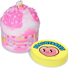 Peachybbies Strawberry Cow Cloud Slime - 7oz Handmade ASMR Scented Fidget Toy with Cow Charm - Stress Relief & Sensory Play for Kids
