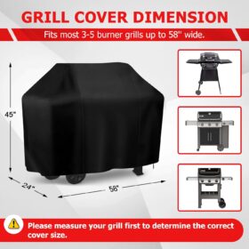 Premium Heavy-Duty 58-Inch Grill Cover – Waterproof, UV-Resistant BBQ Protection for Universal Gas Grills
