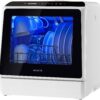 NOVETE Countertop Dishwasher - Compact Portable Dishwasher with 5L Built-in Water Tank, 5 Program Modes, 167°F Baby Care, Hot Air Dry & Fruit Wash - Ideal for Apartments, Dorms, and RVs