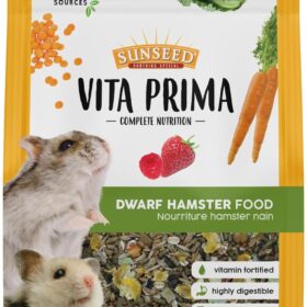 Vitakraft Sunseed Vita Prima Dwarf Hamster Food – 2 lb Nutritious Blend with Fruits, Veggies, Seeds & Grains for Small Animals