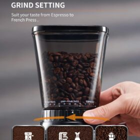 SHARDOR Conical Burr Coffee Grinder - 48 Precision Settings with Anti-Static Technology, Electric Espresso Grinder with Timer & Stainless Steel Burr for Drip & French Press