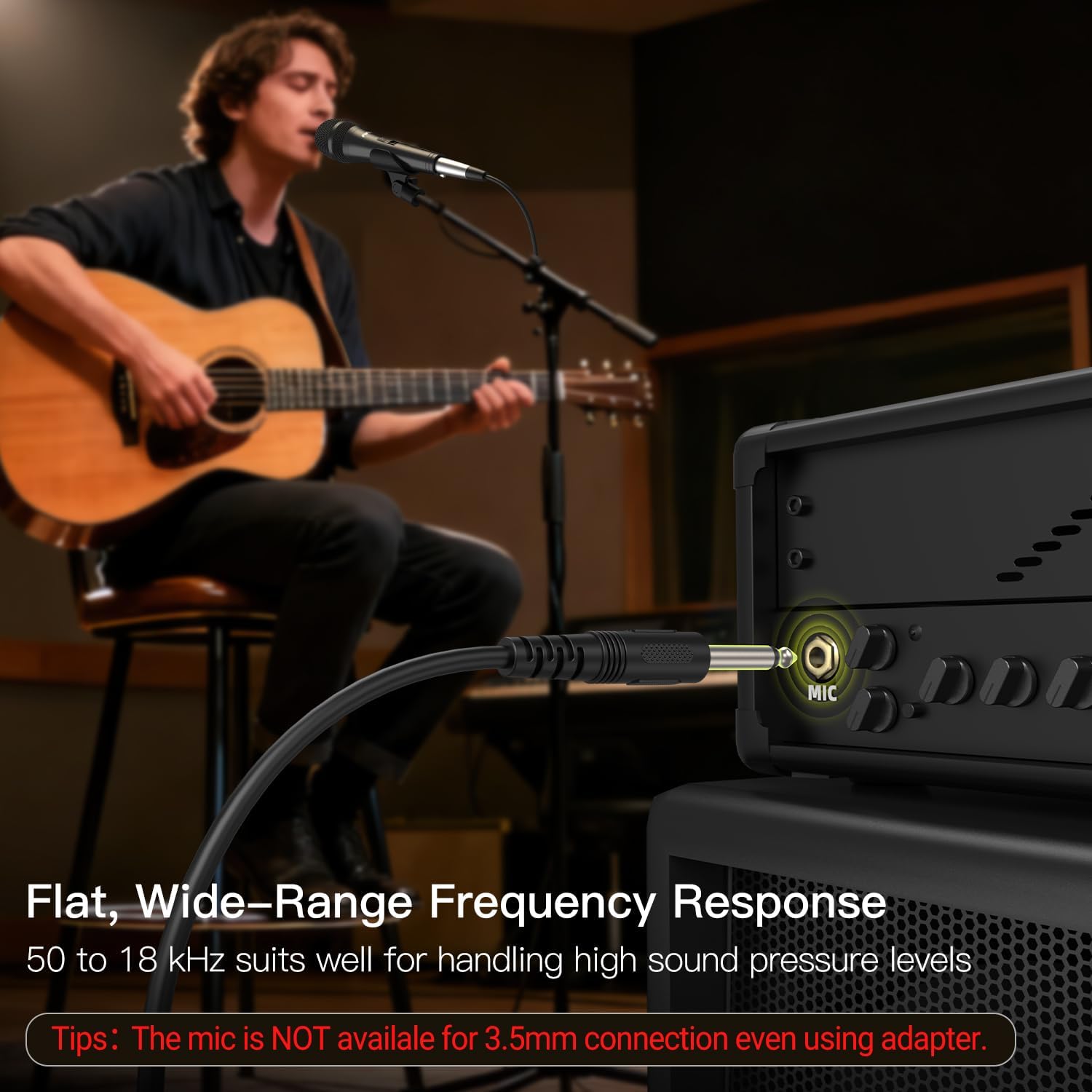 FIFINE K6 Wired Dynamic Vocal Microphone - Professional Handheld Karaoke Mic with 14.8ft Detachable Cable, 1/4'' Plug, ON/Off Switch for Singing, Speech, and DJ