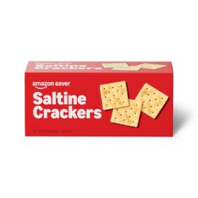 Amazon Saver Original Saltine Crackers – 16 Oz Box of Classic Crunchy Soda Crackers for Snacks, Soups & More