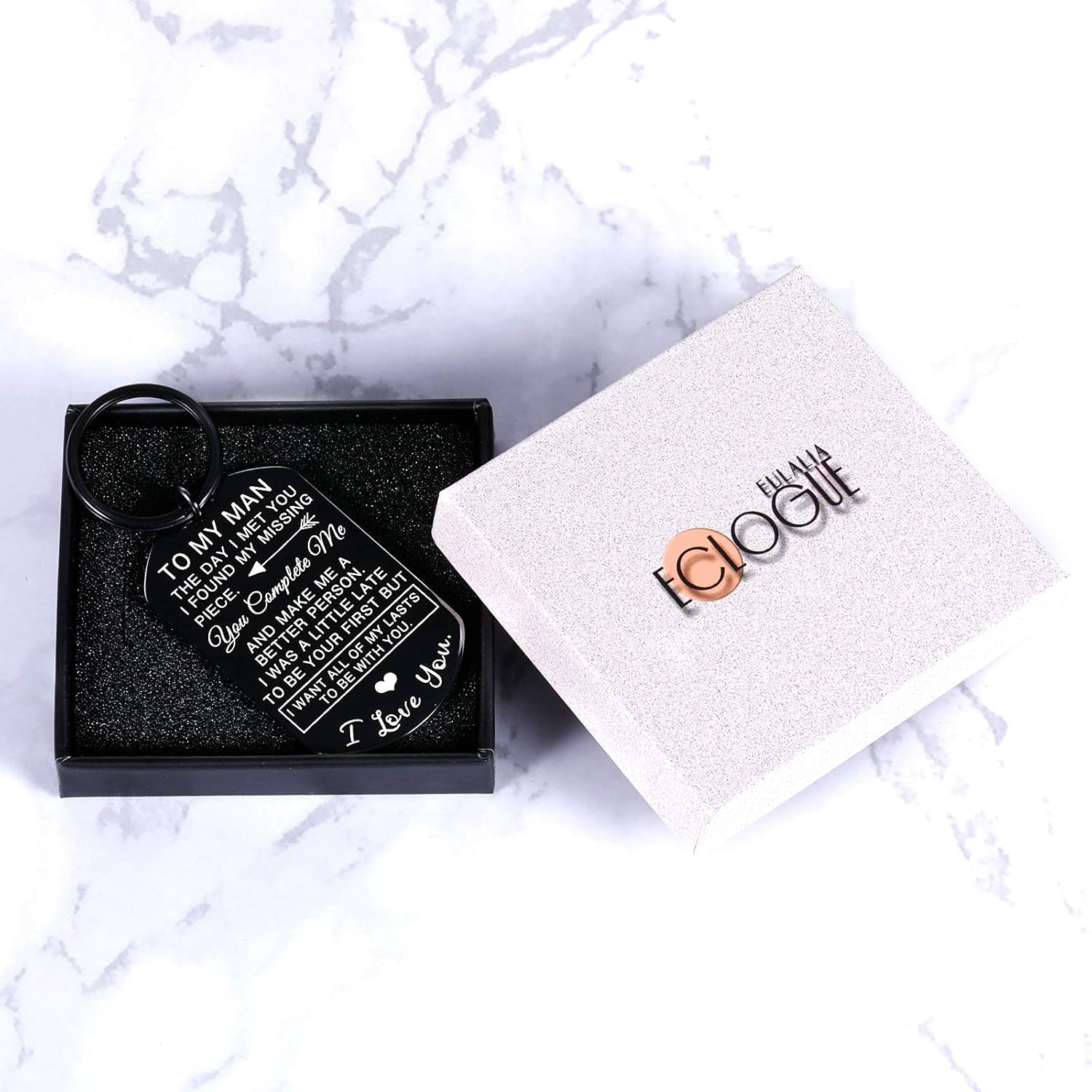 Personalized Husband Keychain – 'To My Man' Stainless Steel Engraved Gift for Him