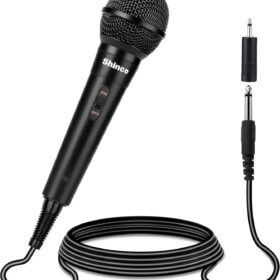 Shinco Dynamic Handheld Microphone with 13ft Cable & On/Off Switch - Vocal Karaoke Mic for PA Speakers, Amplifiers, & Stage Performance (1/4'' Inch Jack)
