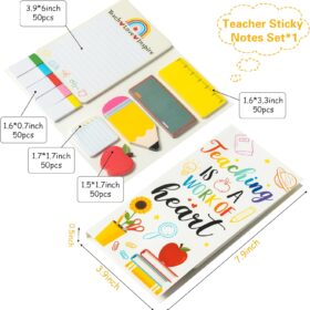 Teaching is a Work of Heart Sticky Notes Set – Teacher Appreciation Gift, Blackboard Theme Memo Pads, Classroom & Office Supplies (550 Sheets Total)