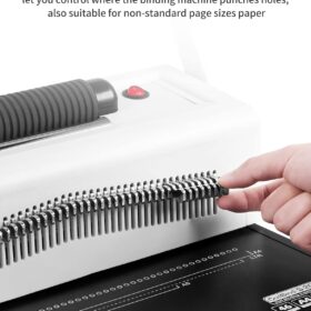 MAKEASY Electric Spiral Coil Binding Machine with 46 Disengaging Pins – 4:1 Pitch Coil Inserter, Includes 100 Pcs 5/16" Coil Spines & Crimping Pliers – 20 Sheet Capacity for Office & School