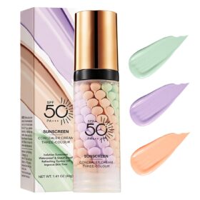 Color Correcting Face Primer with SPF 50 – 3-in-1 Sunscreen, Moisturizer, & Tone-Evening Makeup Base for Flawless Radiance