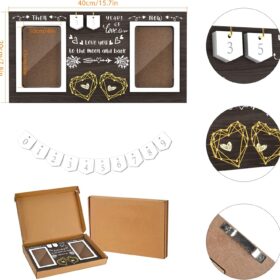 Then & Now Anniversary Picture Frame – Customizable 1-99 Years Wedding Gift for Couples, Wooden 'Then and Now' Double 4x6 Photo Holder with String Heart Decor for Parents, Engagement & Bridal Showers