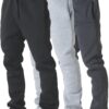 Men's 3-Pack Wide Leg Fleece Sweatpants with Pockets - Open Bottom Lounge, Workout & Athletic Pants