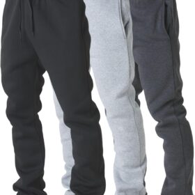 Men's 3-Pack Wide Leg Fleece Sweatpants with Pockets - Open Bottom Lounge, Workout & Athletic Pants