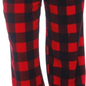 Just Love Women's Buffalo Plaid Plush Fleece Pajama Pants - Ultra-Soft Fuzzy Loungewear Bottoms with Drawstring