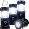 XTAUTO 4-Pack Solar Rechargeable LED Camping Lanterns - Collapsible, Portable & Waterproof Emergency Light for Power Outages, Hurricanes, and Hiking