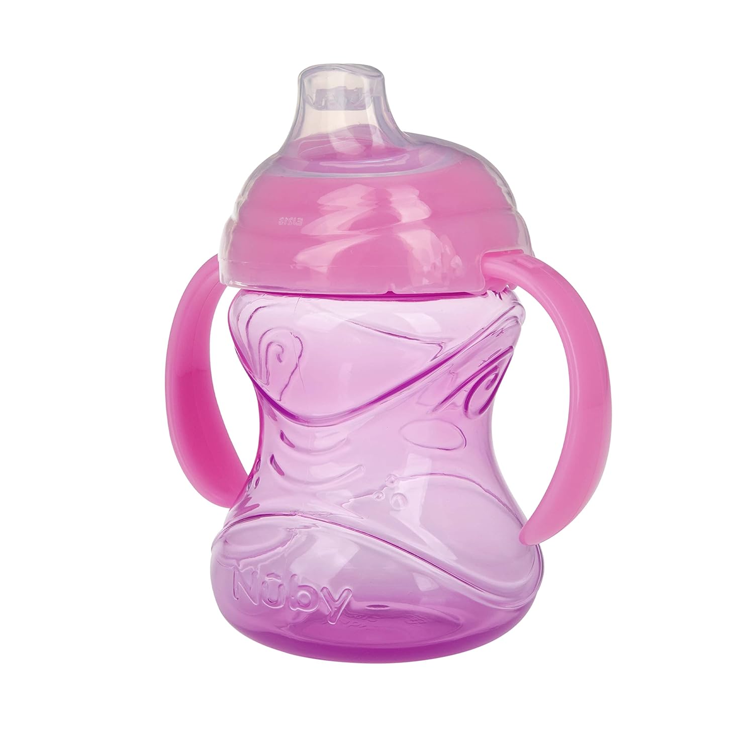 Nuby Clik-It Grip N' Sip 3-Pack Sippy Cups with Soft Spout and Handles - No-Spill Training Cups for Babies 4+ Months - 10 oz (Aqua/Purple/Pink)
