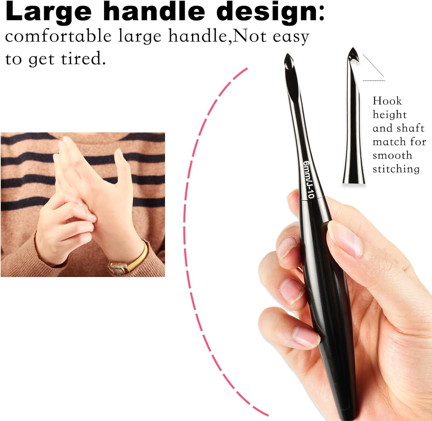 Svartur Interchangeable Crochet Hook Set – 12-Piece Aluminum Kit with Ergonomic Handle, Sizes E-4 to N-15 (3mm–10mm), Includes Portable Storage Case