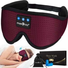 MUSICOZY Sleep Headphones Bluetooth 5.4 Headband & Eye Mask for Side Sleepers - Washable Wireless Music Headband with HD Speakers, Cool Gadgets Unique Gifts for Women Men