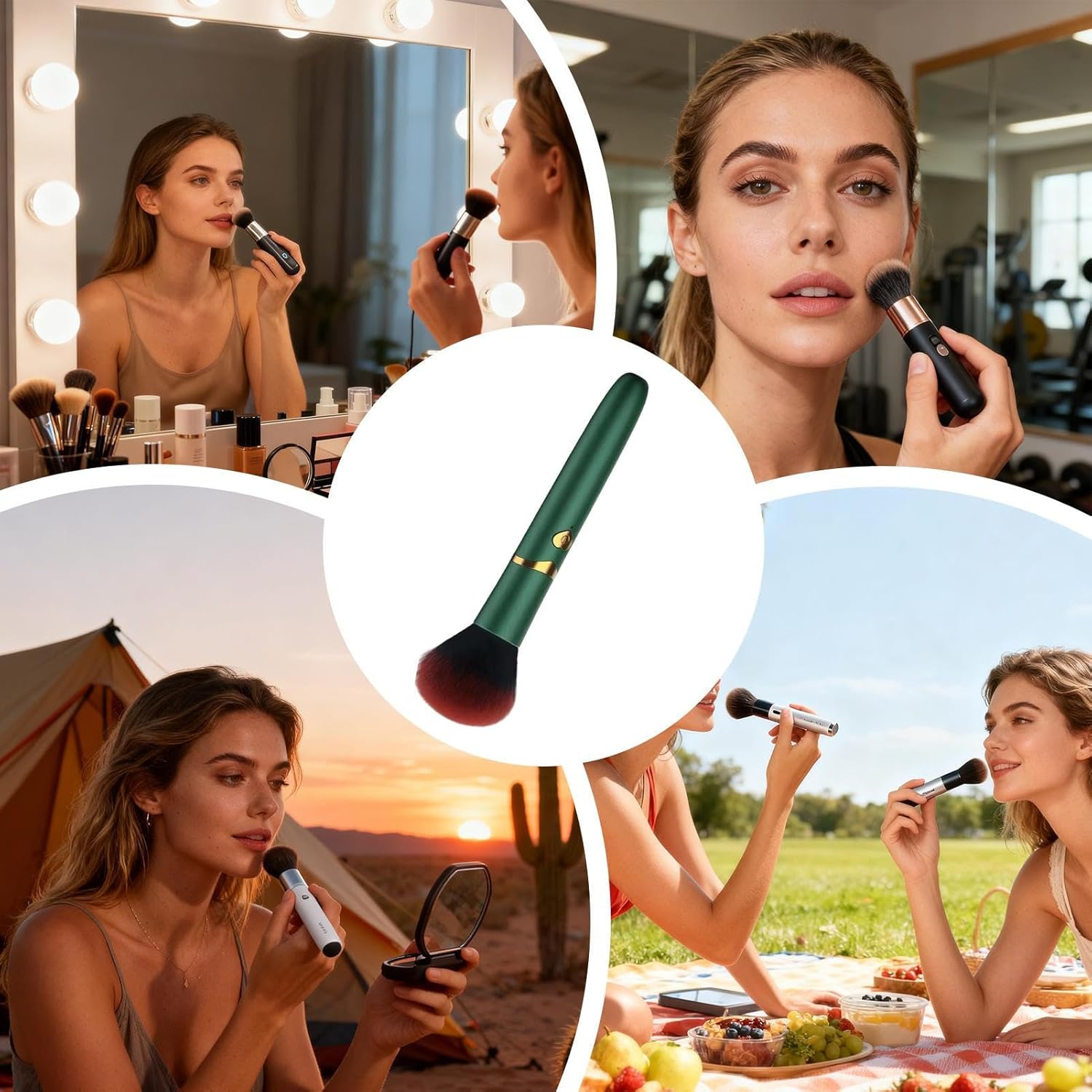 Electric Makeup Brush – USB Rechargeable Vibrating Foundation Tool for Seamless Blending | Waterproof Portable Face Brush for Liquid, Cream & Powder