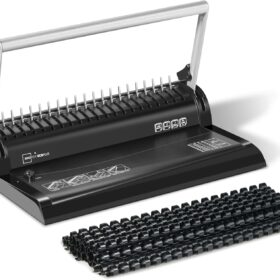 Binditek 19-Hole Comb Binding Machine – Professional 145-Sheet Capacity Document Binder with 30 x 1/2-Inch Binding Spines and Starter Kit, Ideal for Office & School Use