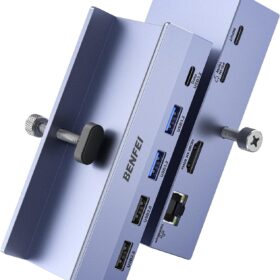 BENFEI 8-in-1 USB C Hub with Clamp – 4K@60Hz HDMI, 10Gbps Data, 100W PD & Gigabit Ethernet – Space-Saving Design for MacBook Pro, iPad Pro, iMac & More