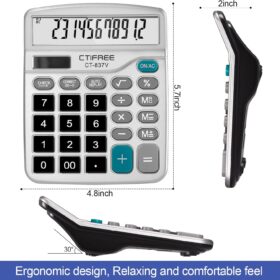 Flutesan 8-Pack Solar Desktop Calculators – 12-Digit Dual Power with Large Display and Big Buttons for Office, Home & School
