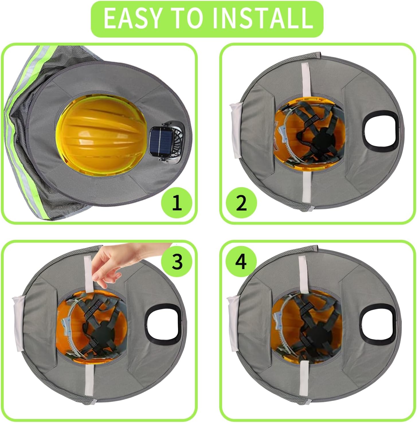 Solar Powered Hard Hat Fan with Sun Shade and Face Shield - Breathable Mesh Cooling Visor with Neck Protection for Construction, Fishing & Landscaping