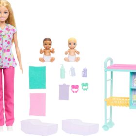 Barbie Careers Baby Doctor Playset - Blonde Pediatrician Doll with 2 Infants, Medical Exam Table & Care Accessories