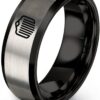 Tungsten Carbide Wedding Band Ring - 8mm Brushed & Polished Step Bevel - Comfort Fit Anniversary Gift for Men & Women
