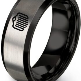 Tungsten Carbide Wedding Band Ring - 8mm Brushed & Polished Step Bevel - Comfort Fit Anniversary Gift for Men & Women