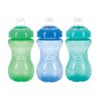 Nuby 3-Pack No-Spill Toddler Sippy Cups with Soft Silicone Spouts - Easy Grip, BPA Free - Blue, Aqua, Green