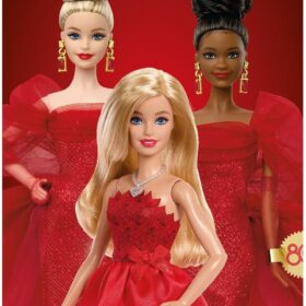 Barbie Signature Mattel 80th Anniversary Ruby Celebration Doll - Blonde Fashion Figure in Red Gown with Silvery Accessories, Collectible Gift for Fans & Kids Ages 3+