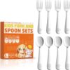 Blvtoios 8-Piece Toddler Utensils Set – Food Grade Stainless Steel Kids Flatware with Ergonomic Handles & Fun Animal Engravings – Dishwasher Safe Baby Feeding Forks & Spoons