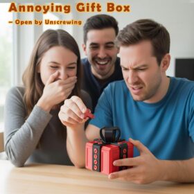 Prank Puzzle Gift Box for Cash & Gifts – 3D Printed Bolt & Screw Money Holder, Funny Gag Surprise Box for Birthdays, Christmas, & White Elephant (Red & Black)