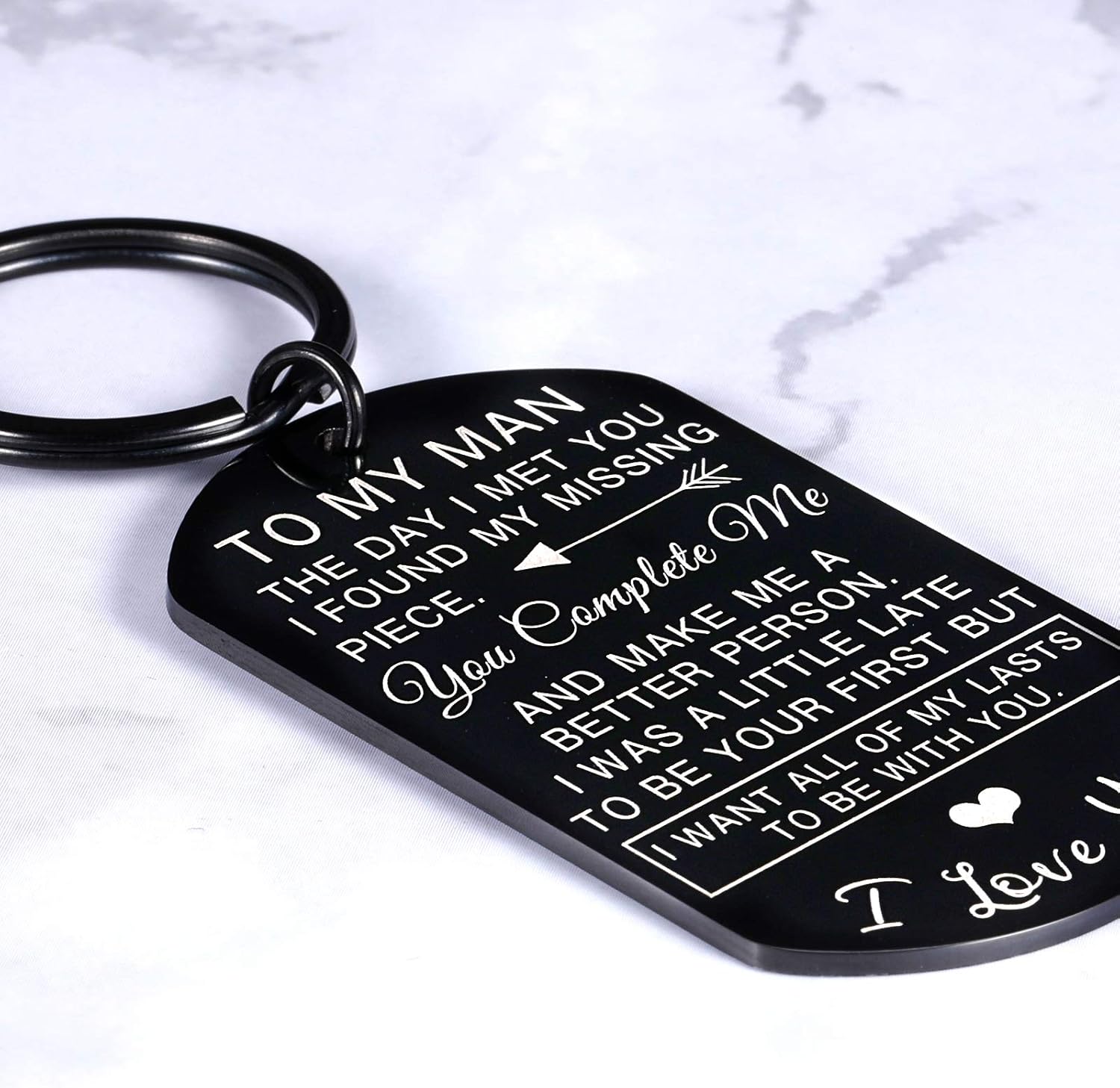 Personalized Husband Keychain – 'To My Man' Stainless Steel Engraved Gift for Him