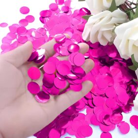 Hot Pink Metallic Confetti – 8,000 Pcs Shiny Rose Red Foil Dots for Table Scatter, Balloon Fill & Wedding Party Décor (60g Pack)