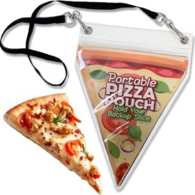 Portable Pizza Pouch Necklace - Fun Slice Holder, Food-Safe Storage, & Novelty Gag Gift for Pizza Lovers