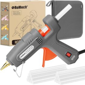 ROMECH Heavy Duty Industrial Hot Glue Gun Kit - Dual Power 60W/100W Adjustable Temp, with 60 Glue Sticks & Storage Case for DIY Crafting, Wood, Home Repairs