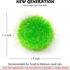 20PCS Extra Large Sparkle Pom Pom Cat Toys – 1.5 Inch Glitter Balls for Interactive Play, Exercise & Craft Decor