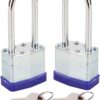 SEPOX Heavy Duty Padlocks (2 Pack) - Keyed Alike with Extra Long Shackle, High Security Laminated Steel Body for Warehouses, Gates, Sheds, and Gyms