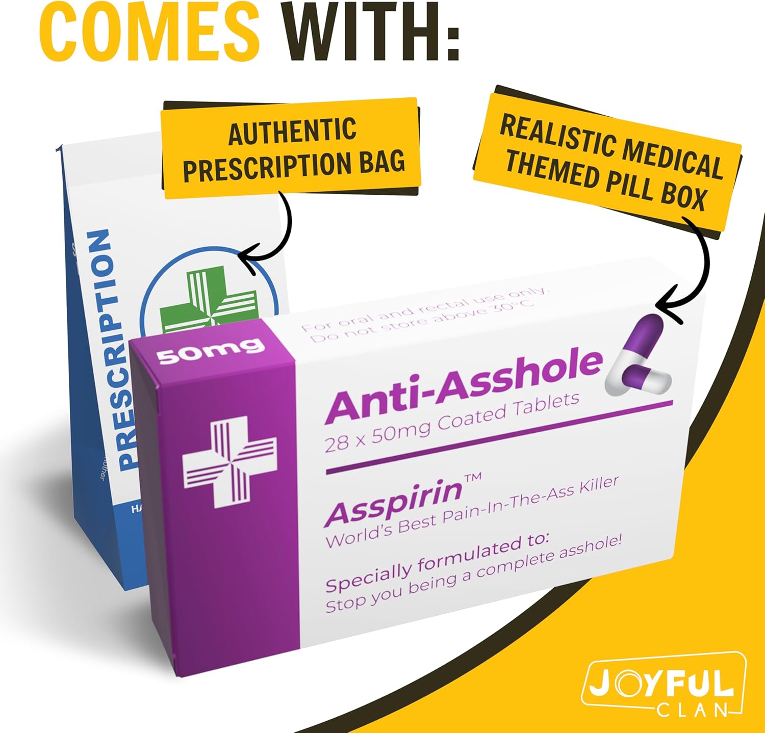 Hilarious Prank Pill Box – Funny Gag Gift Pharmacy Pouch & Empty Joke Container for Adults – Inappropriate White Elephant & Secret Santa Present for Men & Women