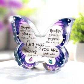 Butterfly Acrylic Plaque with Inspirational Quote – Spiritual Religious Gift for Women, Mom, Sister & Friend – Memorial, Birthday, Easter & Christmas Keepsake for Home Decor