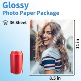 Premium Glossy Photo Paper 8.5 x 11 Inch - 36 Sheets of 180gsm Instant Dry Inkjet Paper for DIY Chip Bags, Flyers, & Photos