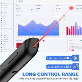 Professional Wireless Presenter Remote with Dual USB-C Receiver | 2.4GHz PowerPoint PPT Clicker for Laptops, Mac, PC | 656ft Red Laser Pointer & Volume Control for Teachers, Meetings