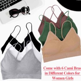 PAXCOO Women's Seamless Bralettes - Pack of 6 Padded Wire-Free Sports Bras for Everyday Comfort & Light Exercise