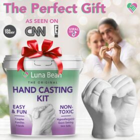 Luna Bean Premium Hand Casting Kit for Couples – DIY Hand Mold Plaster Statue Kit for Anniversary, Wedding, & Engagement Gifts – Unique Sculpture Project for Her & Him