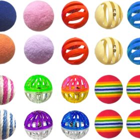 20-Pack Cat Toy Bundle - Interactive Kitten Play Set with Jingle Bell Balls, Rainbow Mylar, Pompoms & Durable Sisal