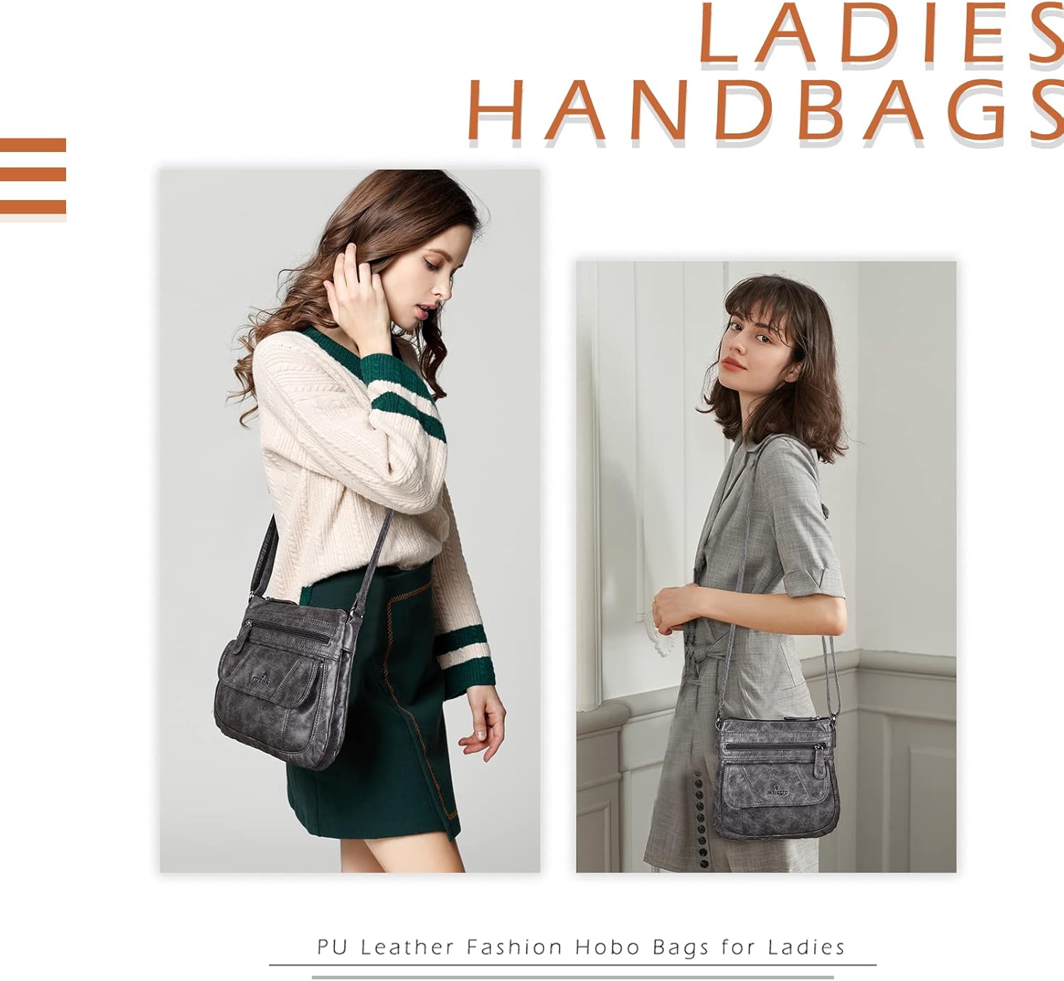 Angel Kiss Women's Crossbody Bag - Premium PU Leather Shoulder Purse with Adjustable Strap