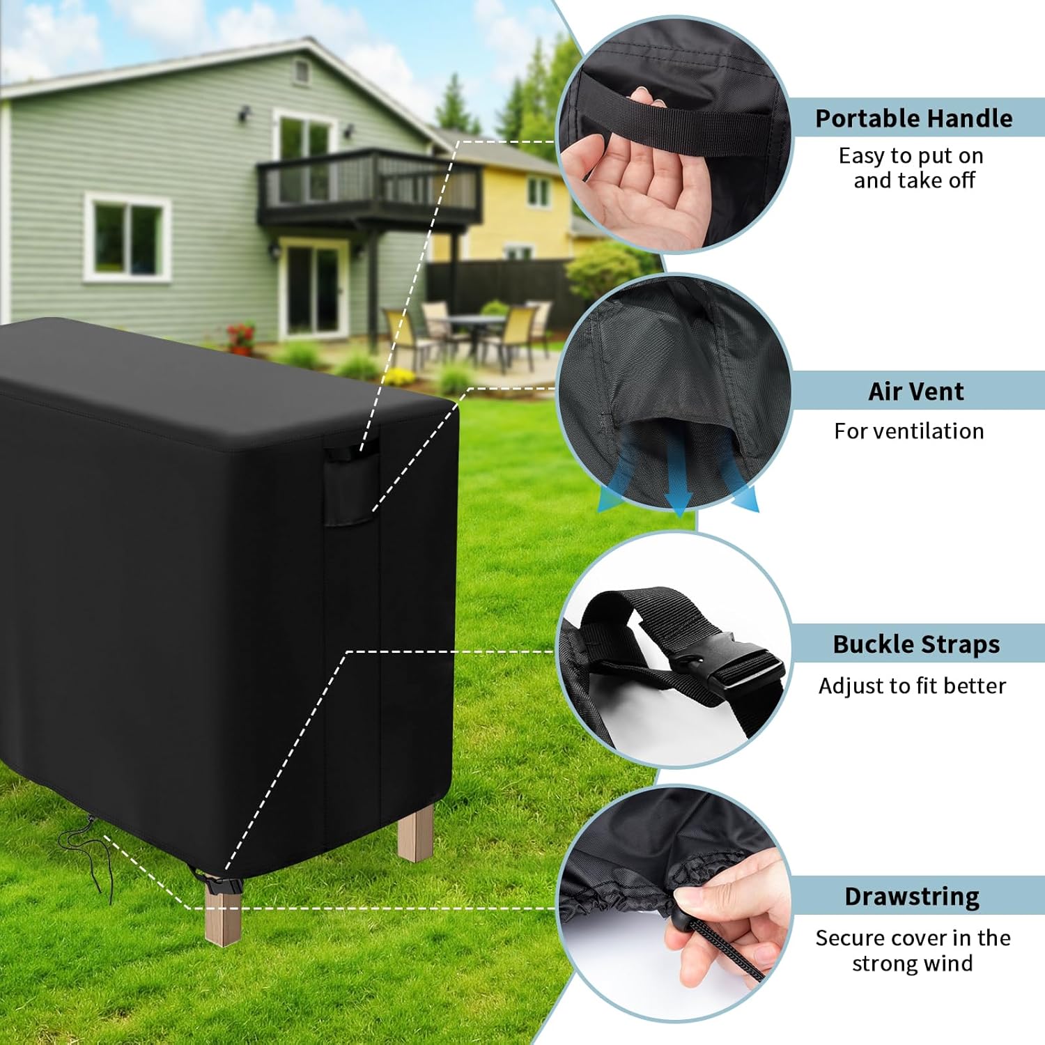 Waterproof Raised Garden Bed Cover – Heavy Duty Outdoor Planter Box Cover with Air Vents & Drawstring – 48" x 24" x 30" All-Weather Protection