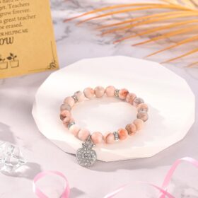 Teacher Gifts for Women - Natural Stone Beaded Bracelet with Inspirational Message Card - Meaningful Appreciation Gift for Educators, Mentors & Coaches