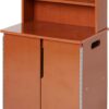 Kid's Wooden Pretend Play Kitchen Cupboard - Dark Walnut Storage Unit with Safety Anti-Tip Kit