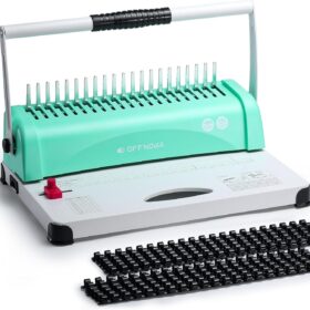 OFFNOVA Professional Comb Binding Machine – 21-Hole 450 Sheet Capacity Manual Book Binder with 100PCS 3/8'' Spines, Dual Handle for A4/Letter
